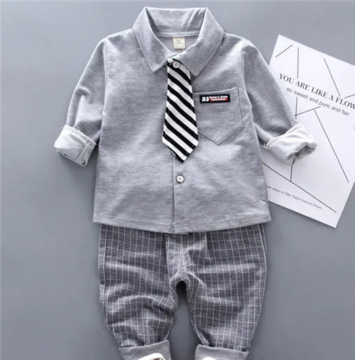 Lawadka Baby Boy Clothes Sets Long Sleeve Tie T-Shirt +Pants 2Pcs Outfits Cotton Sport Suit For Boy Clothes Spring Autumn 6M-3Y - Shopfly.co.uk