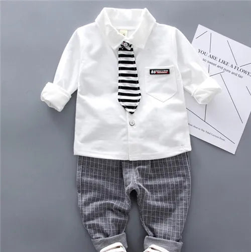 Lawadka Baby Boy Clothes Sets Long Sleeve Tie T-Shirt +Pants 2Pcs Outfits Cotton Sport Suit For Boy Clothes Spring Autumn 6M-3Y - Shopfly.co.uk