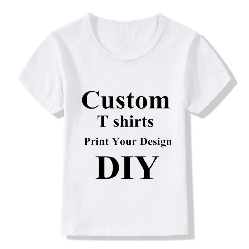 2025 Custom Children T Shirt DIY Print Your Design Kids T-Shirts Boys/Girls DIY Tee Shirts Tops Printing, Contact Seller Frist