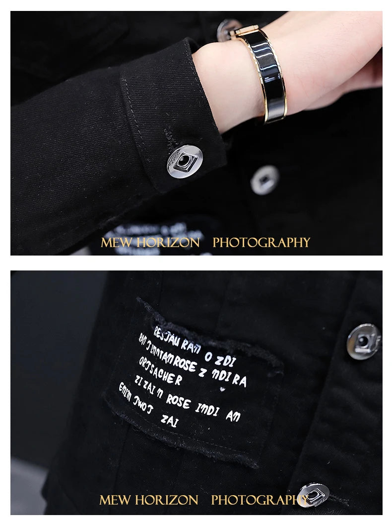 Fashion Men denim jacket Spring And Autumn Personalized design jean coats Male slim Fit Solid color Handsome Versatile