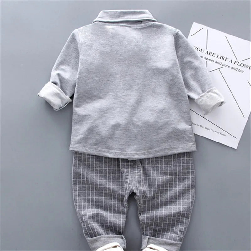 Lawadka Baby Boy Clothes Sets Long Sleeve Tie T-Shirt +Pants 2Pcs Outfits Cotton Sport Suit For Boy Clothes Spring Autumn 6M-3Y - Shopfly.co.uk