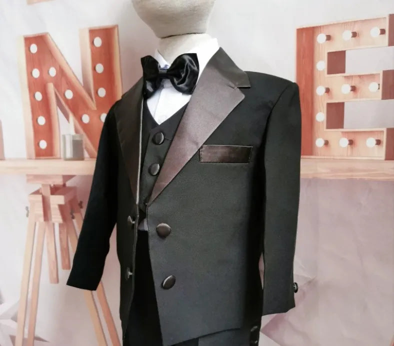 Classic Double Breasted Little Boy Formal Suit/Baby Boy Clothes/Gentleman Bowtie Baby Boys 5-piece Suit Set 3318 - Shopfly.co.uk