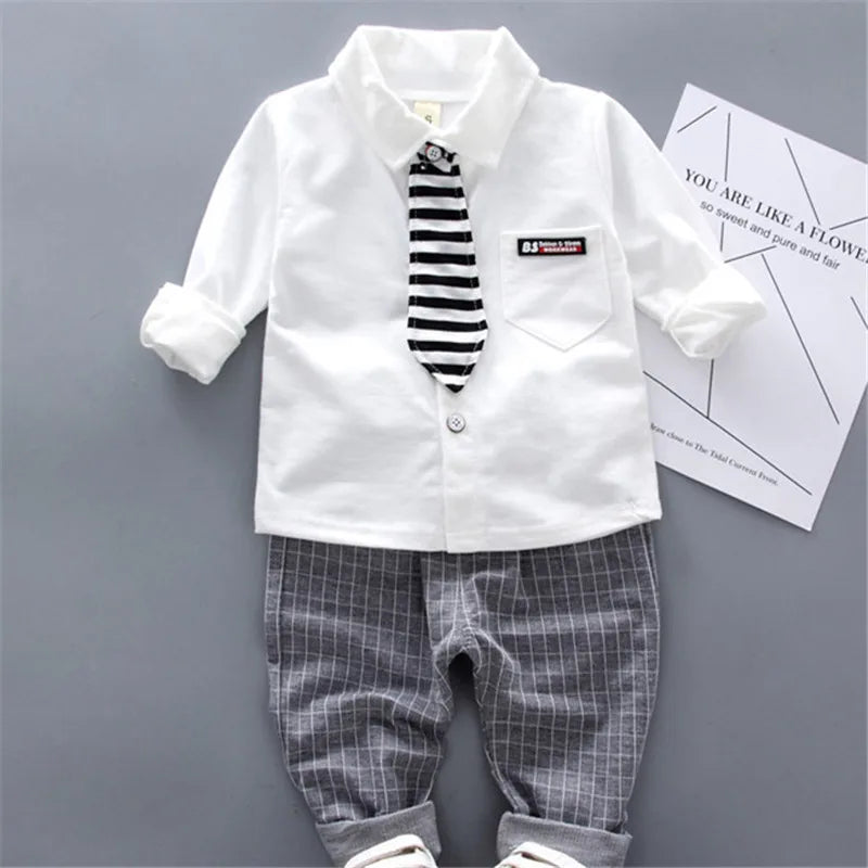 Lawadka Baby Boy Clothes Sets Long Sleeve Tie T-Shirt +Pants 2Pcs Outfits Cotton Sport Suit For Boy Clothes Spring Autumn 6M-3Y - Shopfly.co.uk