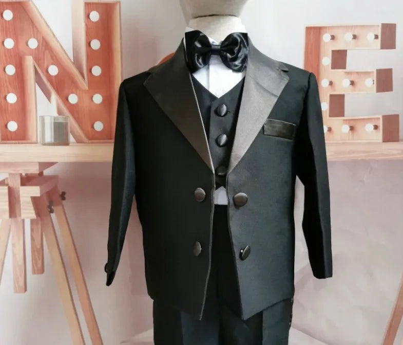 Classic Double Breasted Little Boy Formal Suit/Baby Boy Clothes/Gentleman Bowtie Baby Boys 5-piece Suit Set 3318 - Shopfly.co.uk