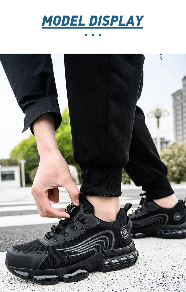 Rotating Button Safety Shoes Men Work Sneakers Indestructible Shoes Puncture-Proof Protective Shoes Work Boots Steel Toe Shoes - Shopfly.co.uk