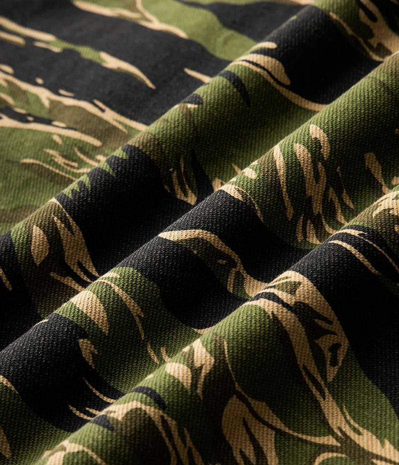 2025 Spring Men's Tiger Stripe Camo Camouflage Cargo Shirt Fashion Work Engineer Long Sleeved Shirt Jacket With Double Pockets - Shopfly.co.uk