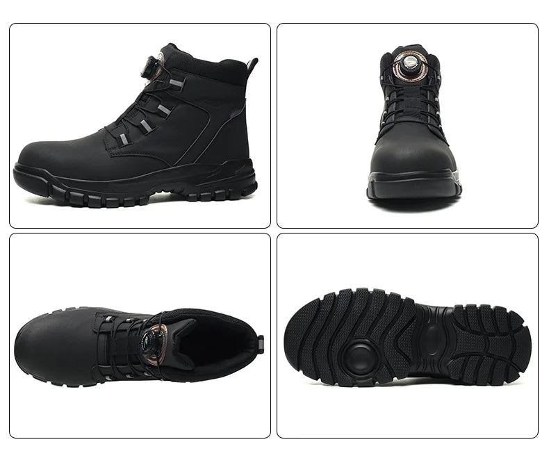 Waterproof Safety Boots Men Indestructible Steel Toe Work Boots Anti-smash Stab-resistant Safety Shoes Biker Botas Para Hombre - Shopfly.co.uk