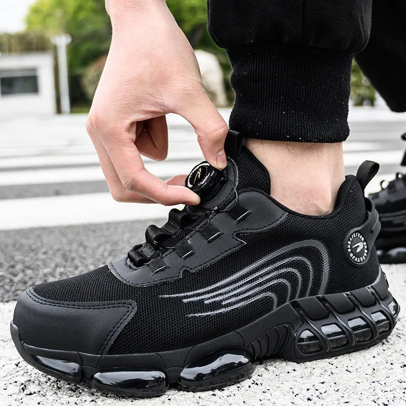Rotating Button Safety Shoes Men Work Sneakers Indestructible Shoes Puncture-Proof Protective Shoes Work Boots Steel Toe Shoes - Shopfly.co.uk