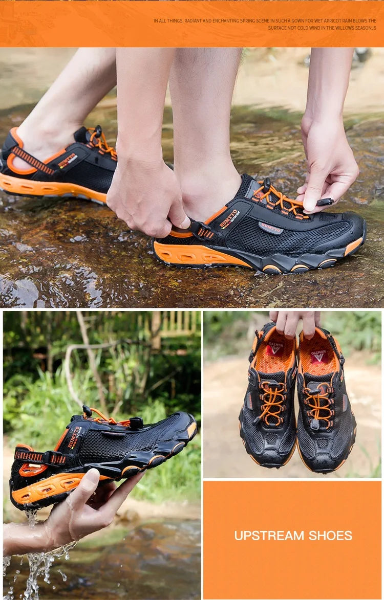 HUMTTO Summer Wading Hiking Shoes for Men Outdoor Man Sneakers Breathable Quick Drying Sports Trekking Beach Barefoot Mens Shoes - Shopfly.co.uk