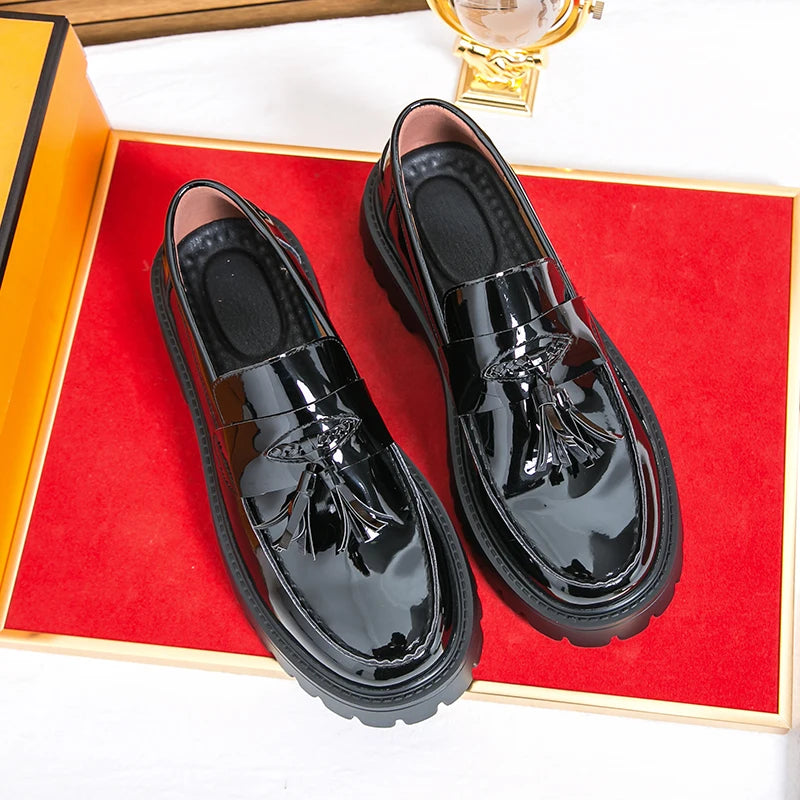 Casual Shoes Mens Comfortable Driving Loafers Light Moccasins Men Fashion Sequins Bling Party Wedding Black Dress Flats Tassel - Shopfly.co.uk
