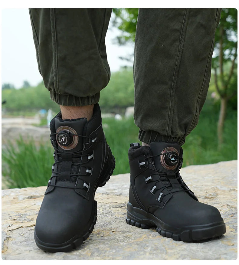 Waterproof Safety Boots Men Indestructible Steel Toe Work Boots Anti-smash Stab-resistant Safety Shoes Biker Botas Para Hombre - Shopfly.co.uk