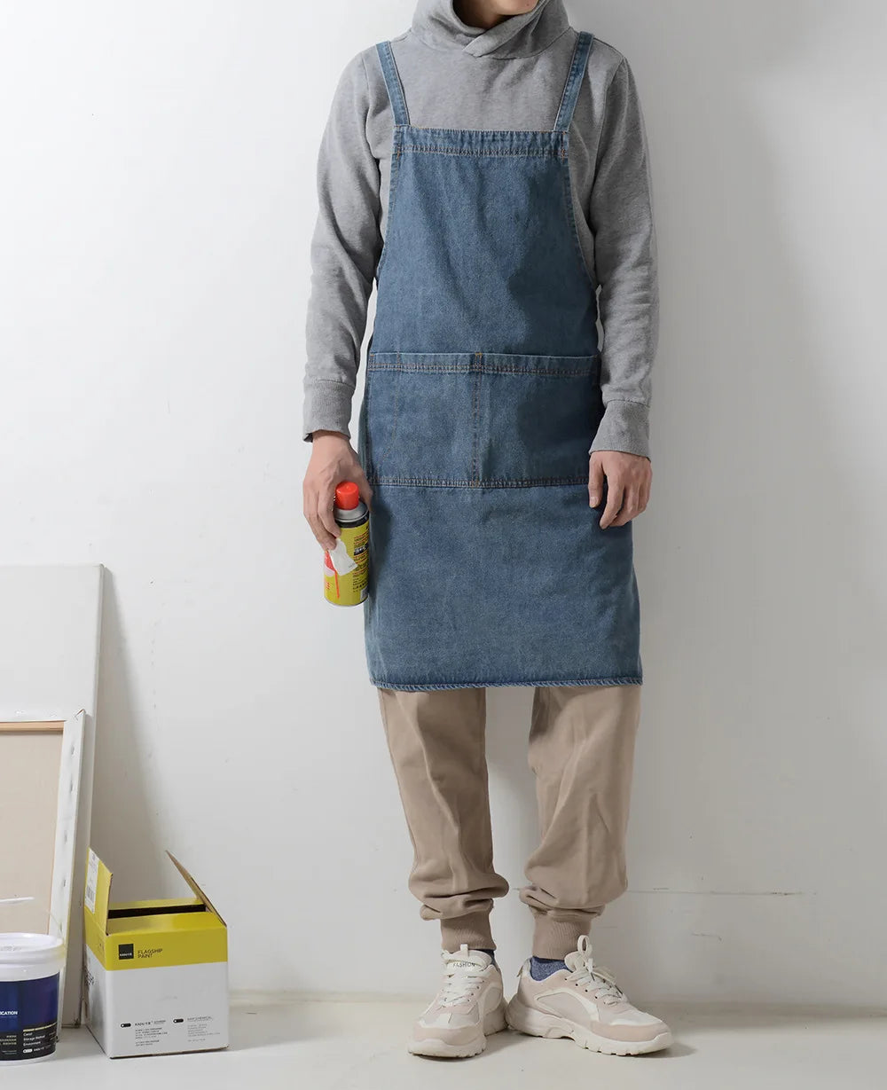 Elegant Unisex Jean Apron with Pockets for Men and Women for Kitchen Cooking Gardening Painting Chef Uniform Pinafore Drop ship