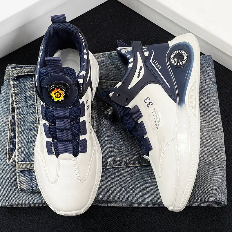 Mens Sneakers with Rotating Buckle Comfy Non Slip Lace up Durable Shoes for Mens Outdoor Activities - Shopfly.co.uk