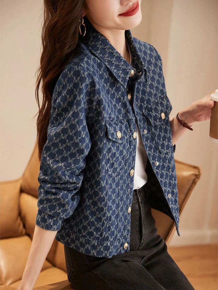 Jean Jackets for Women 2024 Coats Spring Autumn Elegant Winter Denim Jacket Trend Crop Woman Coat Demi-season Designer Blue Hit