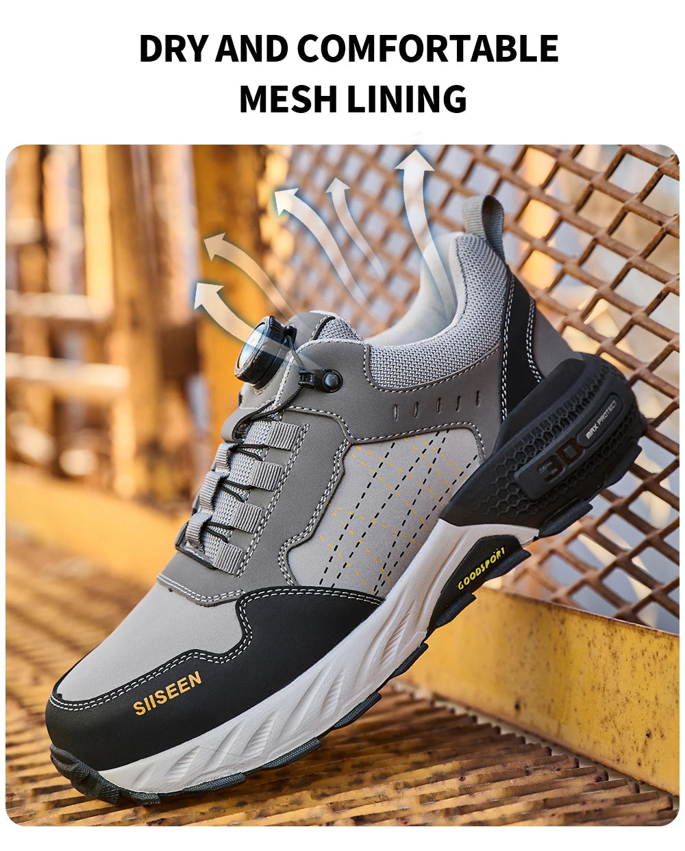 high-quality Work Safety Shoes for men Rotating button Work Sneakers Anti-smash Anti puncture Indestructible shoes Work Boots - Shopfly.co.uk