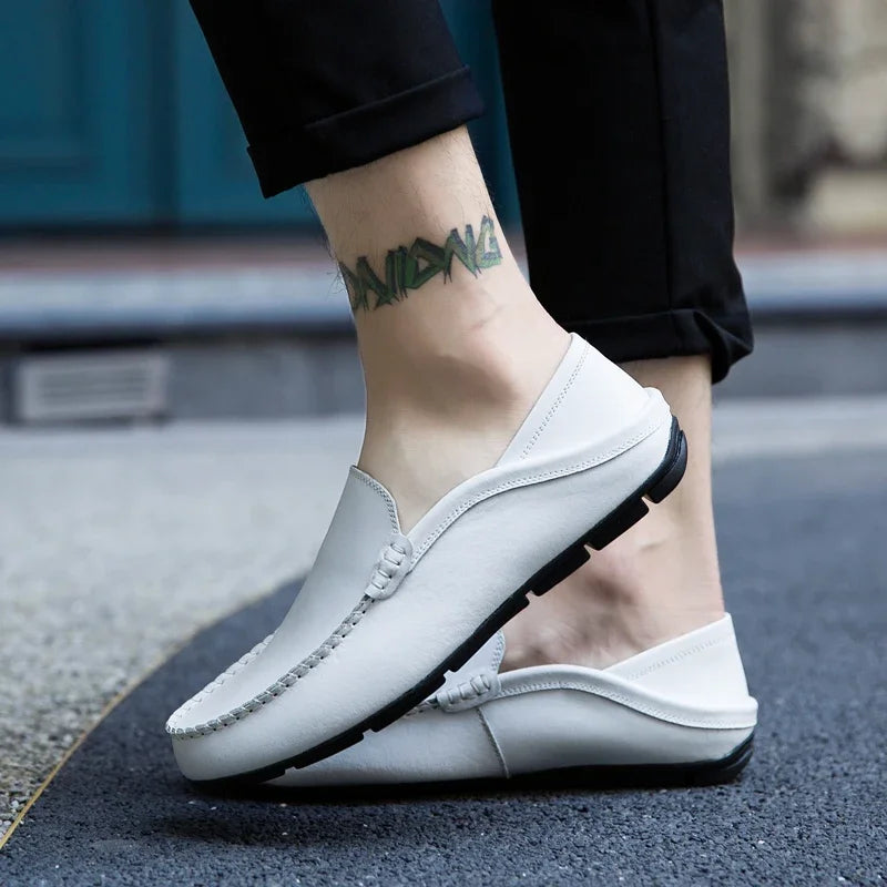 Men Shoes Casual Genuine Leather Mens Loafers Moccasins Designer Slip on Boat Shoes High Quality Chaussure Homme Plus Size 37-47 - Shopfly.co.uk