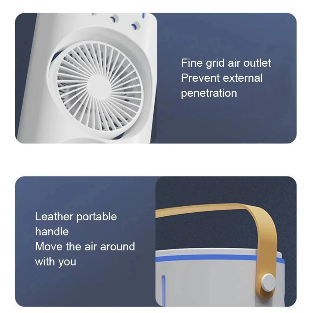 3-in-1 fan air conditioner, household small LED air cooler, portable night light, air conditioning humidifier, fan, gift