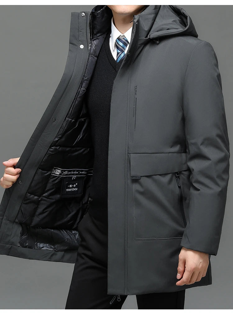Business Men Thick Winter Big Hood Collar Warm Parka Waterproof Windproof NEW -40 Degrees Top Quality White Duck Down Jacket Men - Shopfly.co.uk