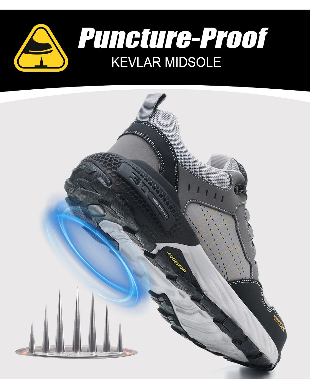 high-quality Work Safety Shoes for men Rotating button Work Sneakers Anti-smash Anti puncture Indestructible shoes Work Boots - Shopfly.co.uk
