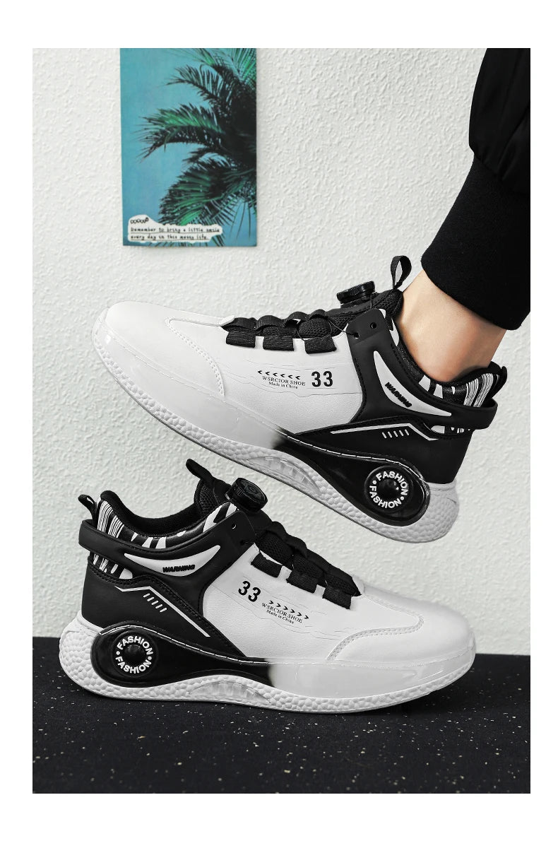 Mens Sneakers with Rotating Buckle Comfy Non Slip Lace up Durable Shoes for Mens Outdoor Activities - Shopfly.co.uk