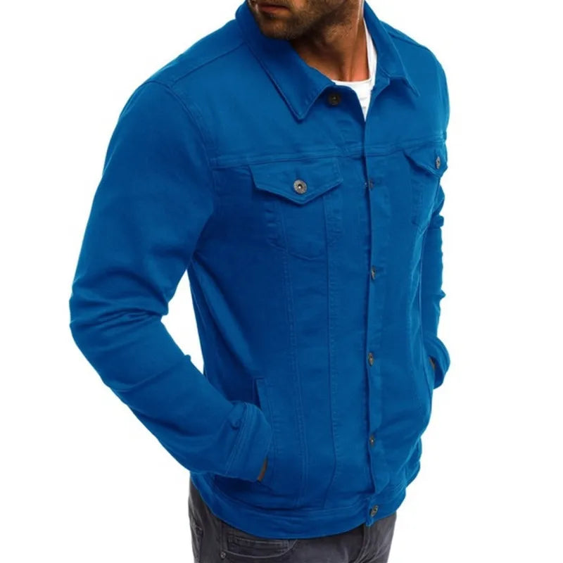 Mens Denim Jacket Solid Fashion Male Jeans Jackets Slim Fit Casual Streetwear Vintage Men Jean Outwear Clothing M-4Xl