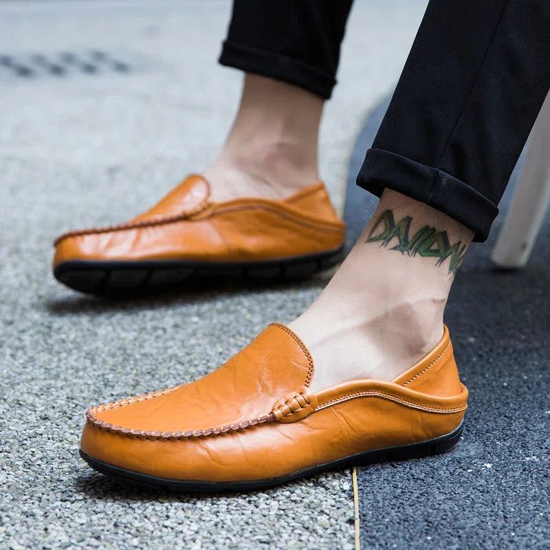Men Shoes Casual Genuine Leather Mens Loafers Moccasins Designer Slip on Boat Shoes High Quality Chaussure Homme Plus Size 37-47 - Shopfly.co.uk