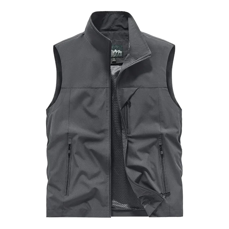 2024 New Fashion Men's Vest Windproof Solid Sleeveless Jacket Motorcycle Ourdoor Waterproof Biker Vest for Men Clothing - Shopfly.co.uk