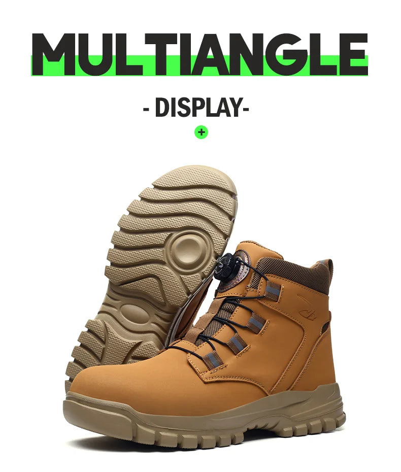 Waterproof Safety Boots Men Indestructible Steel Toe Work Boots Anti-smash Stab-resistant Safety Shoes Biker Botas Para Hombre - Shopfly.co.uk