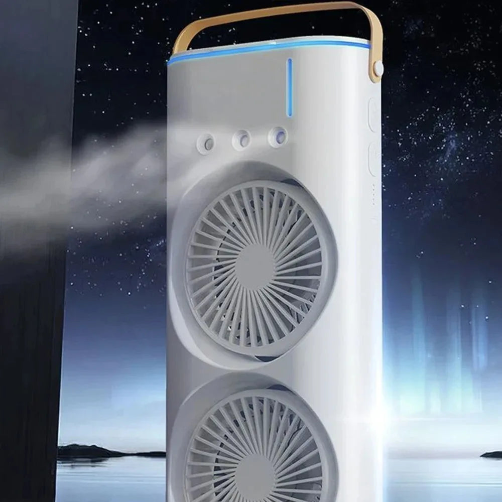 3-in-1 fan air conditioner, household small LED air cooler, portable night light, air conditioning humidifier, fan, gift