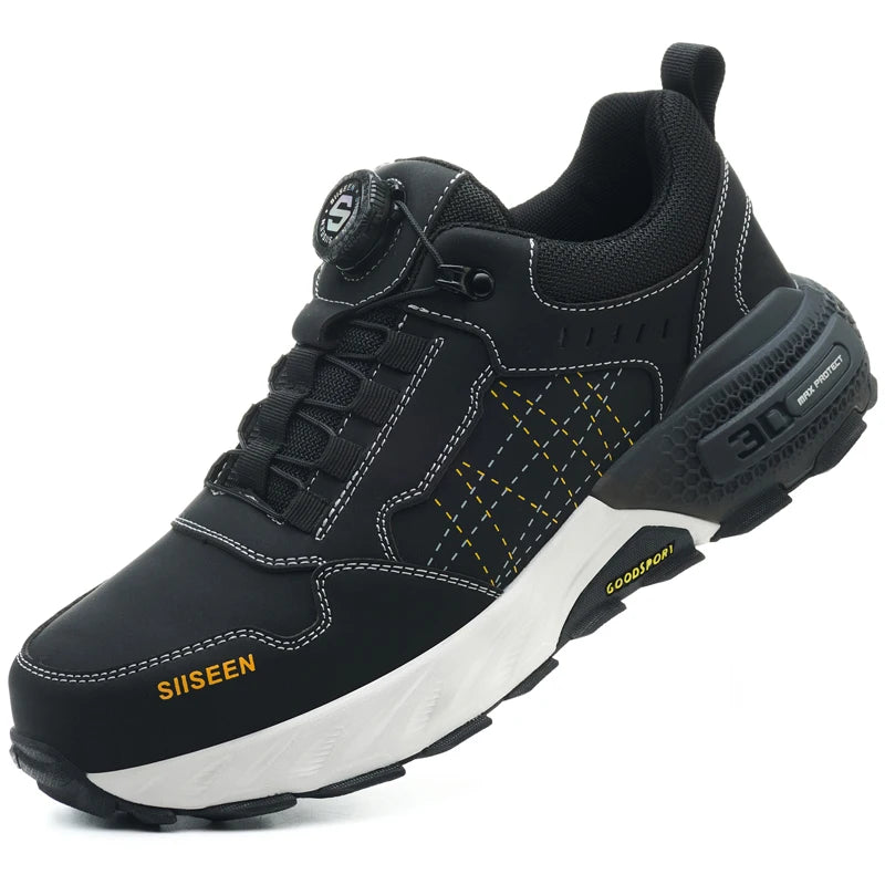 high-quality Work Safety Shoes for men Rotating button Work Sneakers Anti-smash Anti puncture Indestructible shoes Work Boots - Shopfly.co.uk