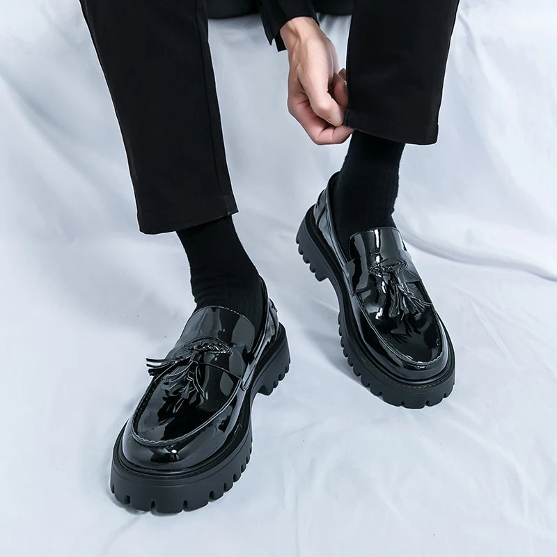 Casual Shoes Mens Comfortable Driving Loafers Light Moccasins Men Fashion Sequins Bling Party Wedding Black Dress Flats Tassel - Shopfly.co.uk