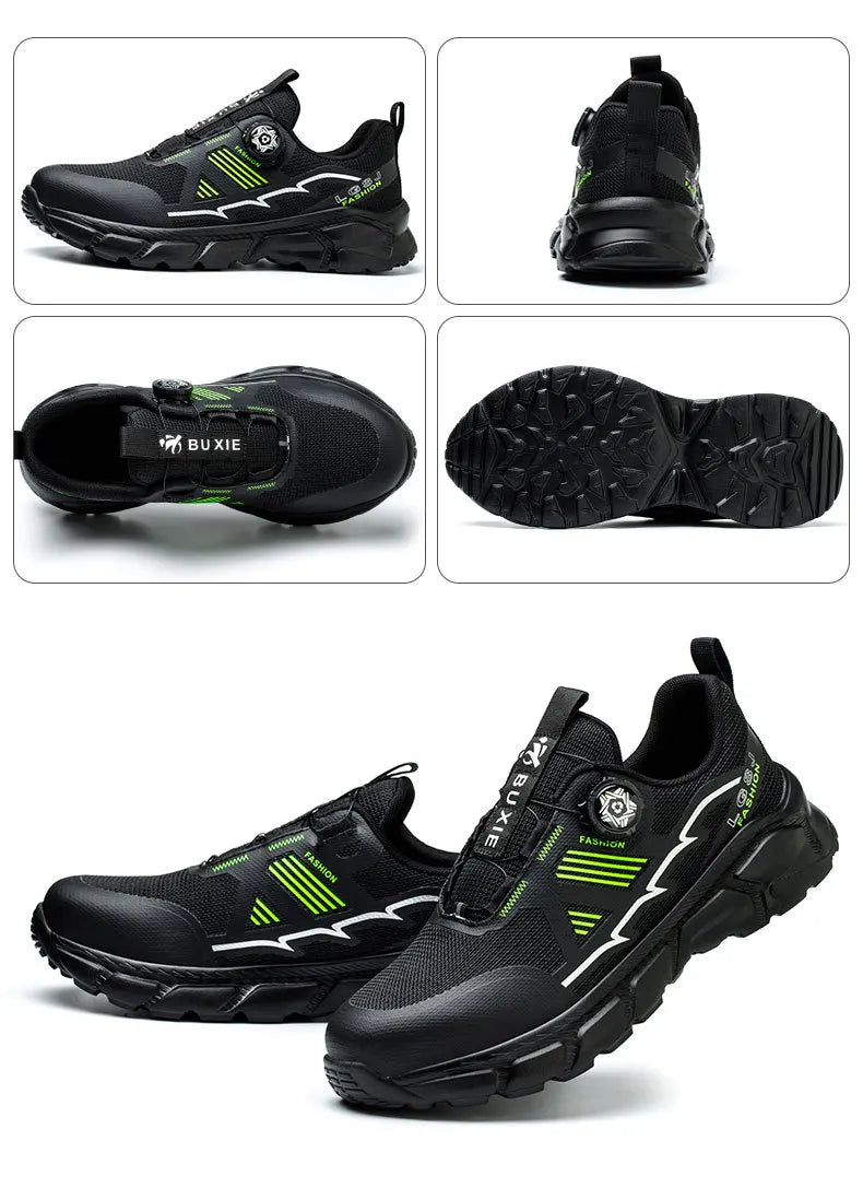 Rotating Button Men Shoes Security Sneakers Steel Toe Shoes Puncture-Proof work Shoes Anti-smash Sport Safety Shoes Protective - Shopfly.co.uk
