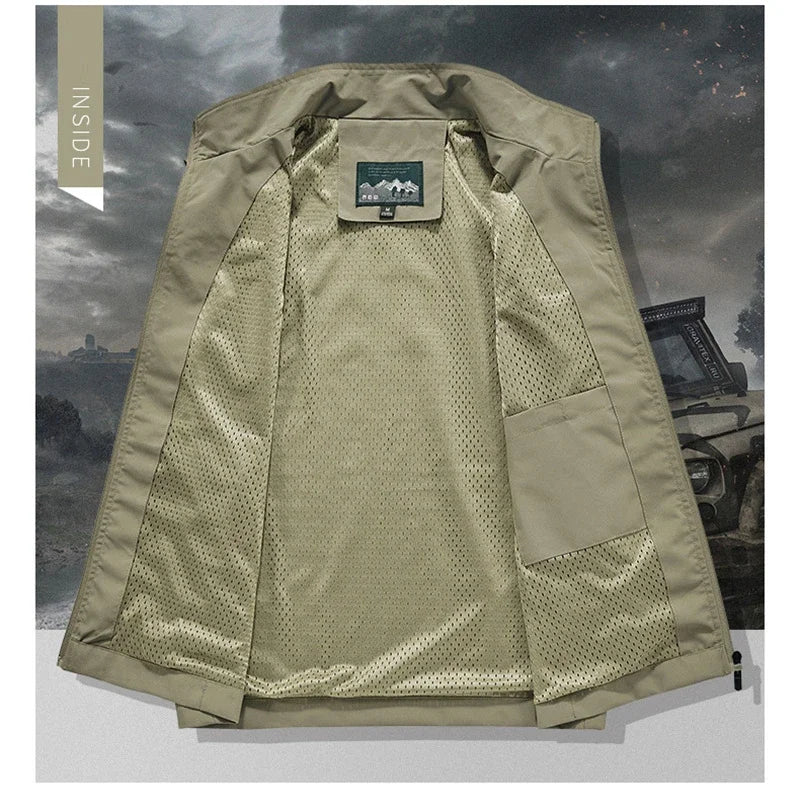 2024 New Fashion Men's Vest Windproof Solid Sleeveless Jacket Motorcycle Ourdoor Waterproof Biker Vest for Men Clothing - Shopfly.co.uk