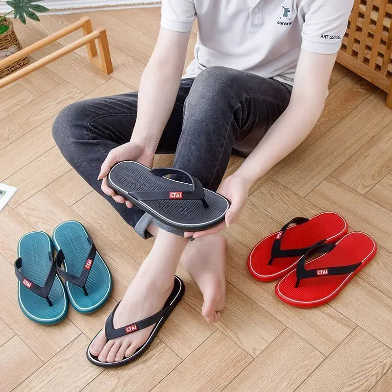 Red Flat Sandals Man Shiatsu Cheap Liquidation Summer Sale Slippers for Men Designer Luxury 2025 Fashion Mascullino Trend Shoes - Shopfly.co.uk
