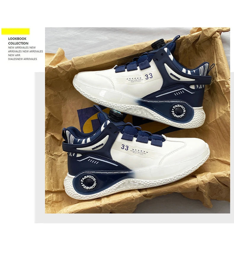 Mens Sneakers with Rotating Buckle Comfy Non Slip Lace up Durable Shoes for Mens Outdoor Activities - Shopfly.co.uk