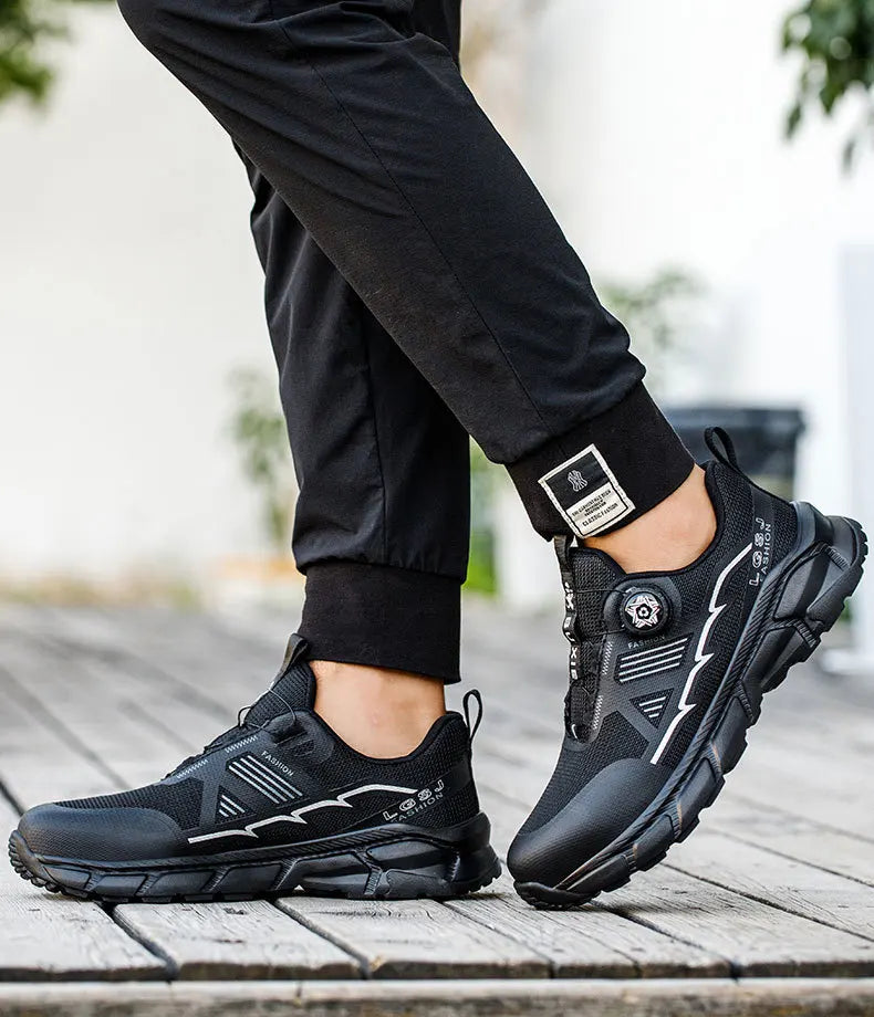 Rotating Button Men Shoes Security Sneakers Steel Toe Shoes Puncture-Proof work Shoes Anti-smash Sport Safety Shoes Protective - Shopfly.co.uk