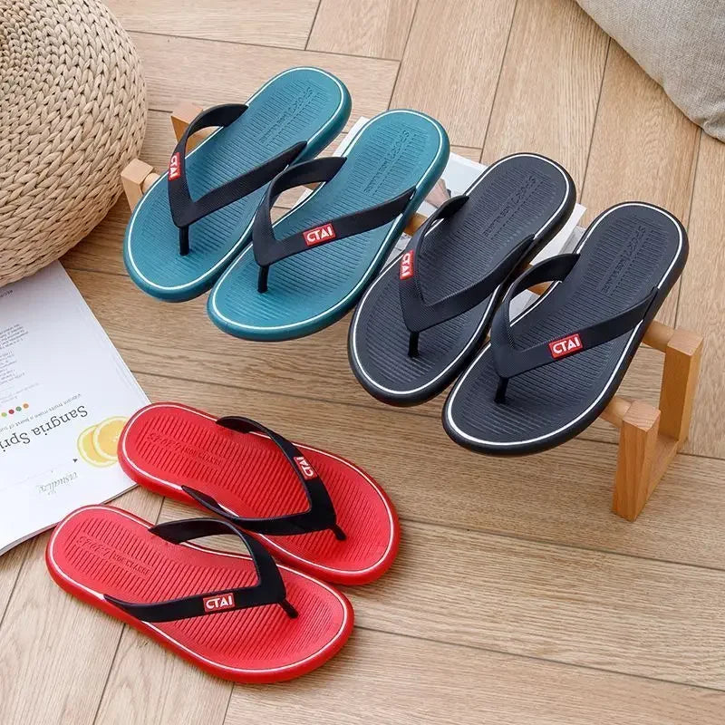 Red Flat Sandals Man Shiatsu Cheap Liquidation Summer Sale Slippers for Men Designer Luxury 2025 Fashion Mascullino Trend Shoes - Shopfly.co.uk
