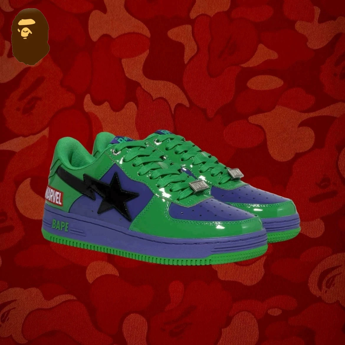 A BATHING APE Bape Sta X Marvel Hero Collection Co Branded Niche Street Vibe Fashion Casual Board Shoes Trend Shoes - Shopfly.co.uk