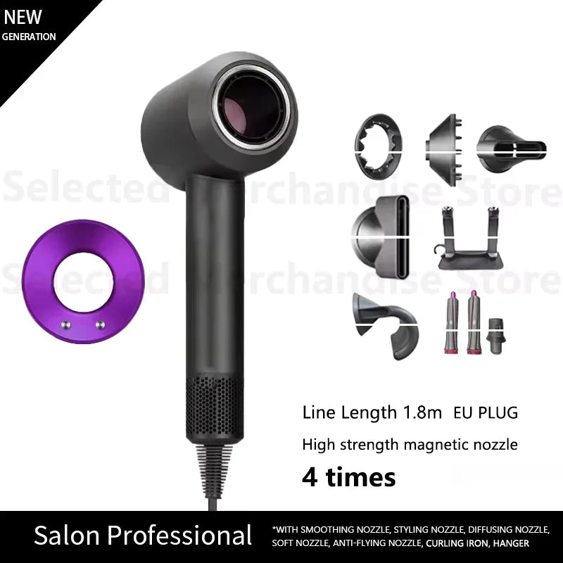 2025 New Professional Leafless Constant Temperature Negative Ion Attachment 5 Powerful Home Travel Portable Electric Hair Dryer - Shopfly.co.uk