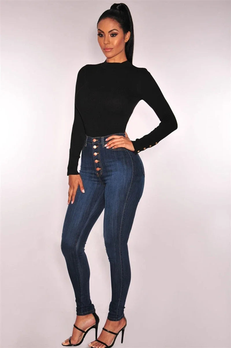 2024 New Jeans For Women High Waist Push Up Jeans High Elastic Stretch Ladies Mom Jeans Female Washed Denim Skinny Pencil Pants