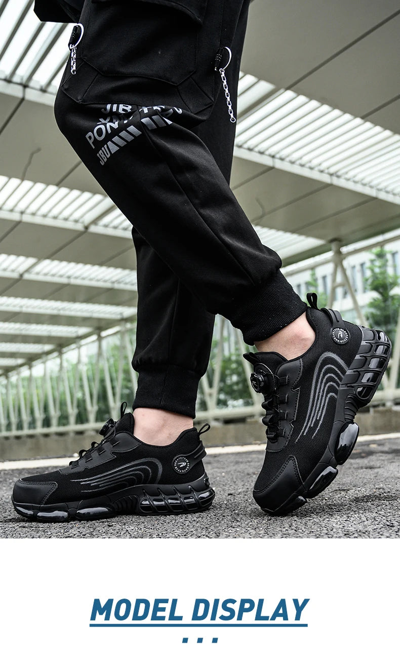 Rotating Button Safety Shoes Men Work Sneakers Indestructible Shoes Puncture-Proof Protective Shoes Work Boots Steel Toe Shoes - Shopfly.co.uk
