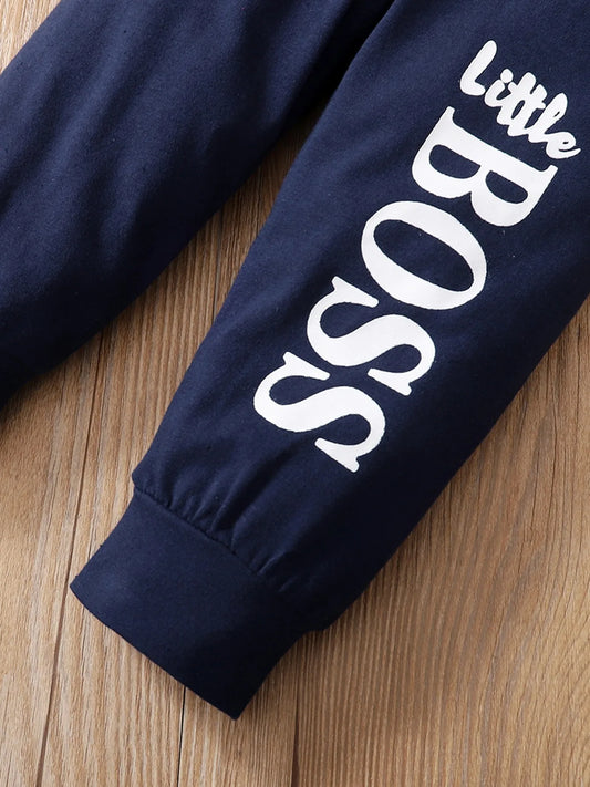 0-2 Years Newborn Baby Boy Hooded Suit 2Pcs Set Long Sleeve Letter Bodysuit+Pants Toddler Boy Autumn Sport Style Sweatsuit - Shopfly.co.uk