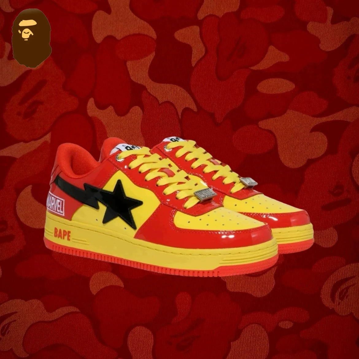 A BATHING APE Bape Sta X Marvel Hero Collection Co Branded Niche Street Vibe Fashion Casual Board Shoes Trend Shoes - Shopfly.co.uk