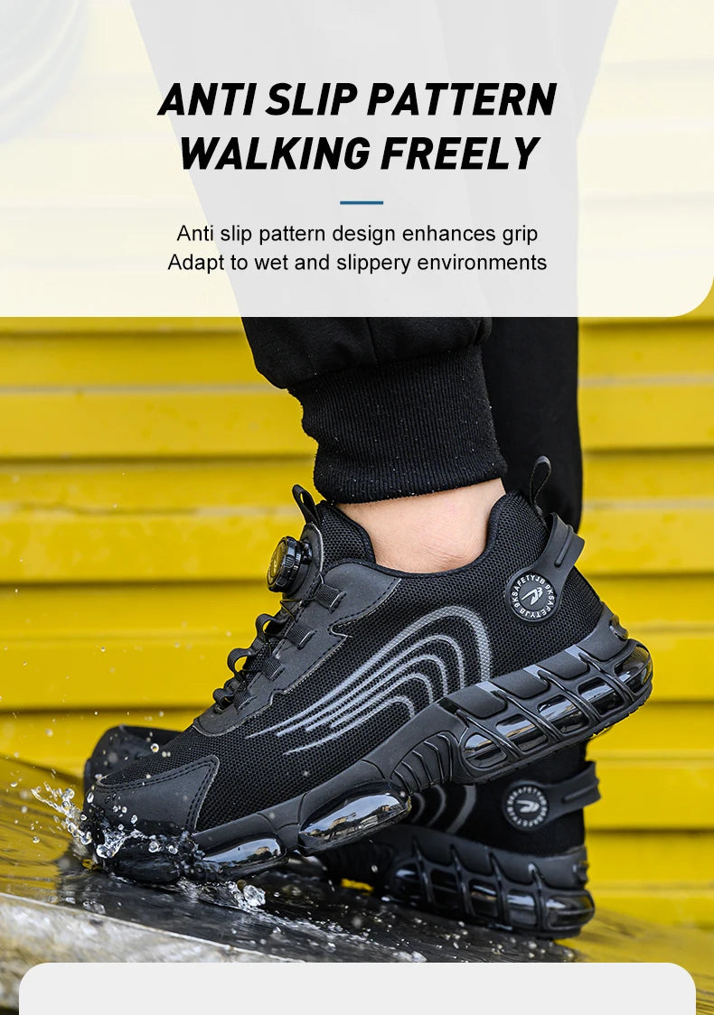 Rotating Button Safety Shoes Men Work Sneakers Indestructible Shoes Puncture-Proof Protective Shoes Work Boots Steel Toe Shoes - Shopfly.co.uk