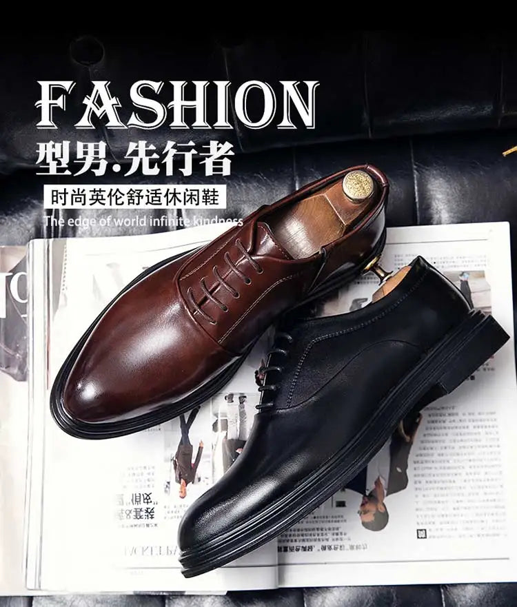 Business Formal Leather Shoes Men's Casual with Suit Low Top Solid Wedding Shoes Color Fashion Oxford Shoes Pointed Office Shoes - Shopfly.co.uk
