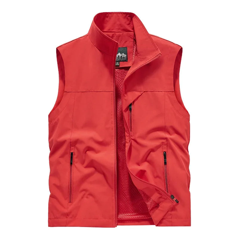 2024 New Fashion Men's Vest Windproof Solid Sleeveless Jacket Motorcycle Ourdoor Waterproof Biker Vest for Men Clothing - Shopfly.co.uk