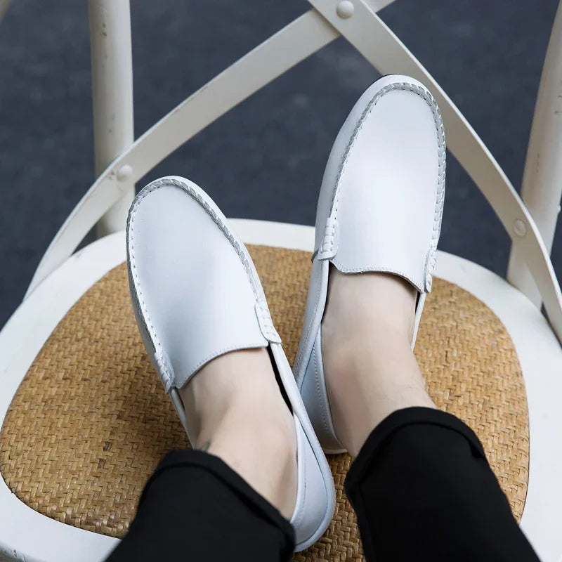 Men Shoes Casual Genuine Leather Mens Loafers Moccasins Designer Slip on Boat Shoes High Quality Chaussure Homme Plus Size 37-47 - Shopfly.co.uk