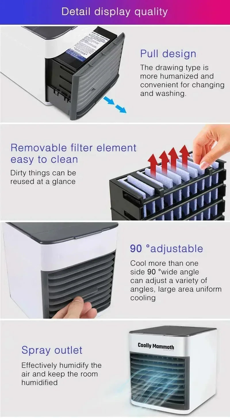 Air conditioning fan, mini air cooler, household cooling, small energy-saving, USB portable, small electric office