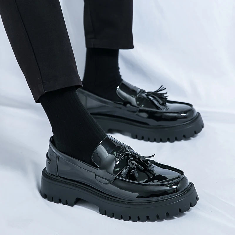 Casual Shoes Mens Comfortable Driving Loafers Light Moccasins Men Fashion Sequins Bling Party Wedding Black Dress Flats Tassel - Shopfly.co.uk