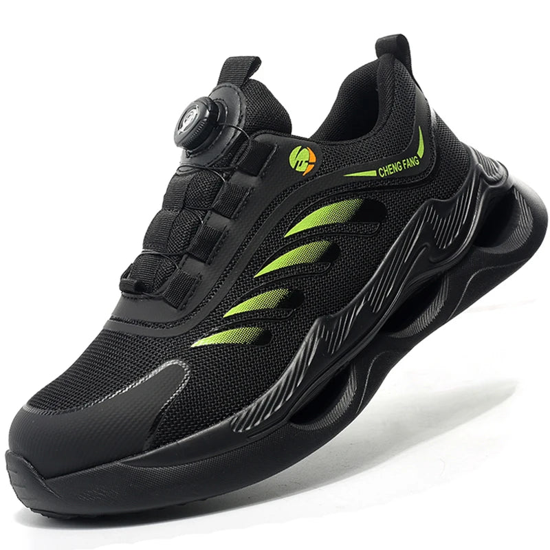 Rotating Button Safety Shoes Men Work Sneakers Indestructible Shoes Puncture-Proof Protective Shoes Work Boots Steel Toe Shoes - Shopfly.co.uk